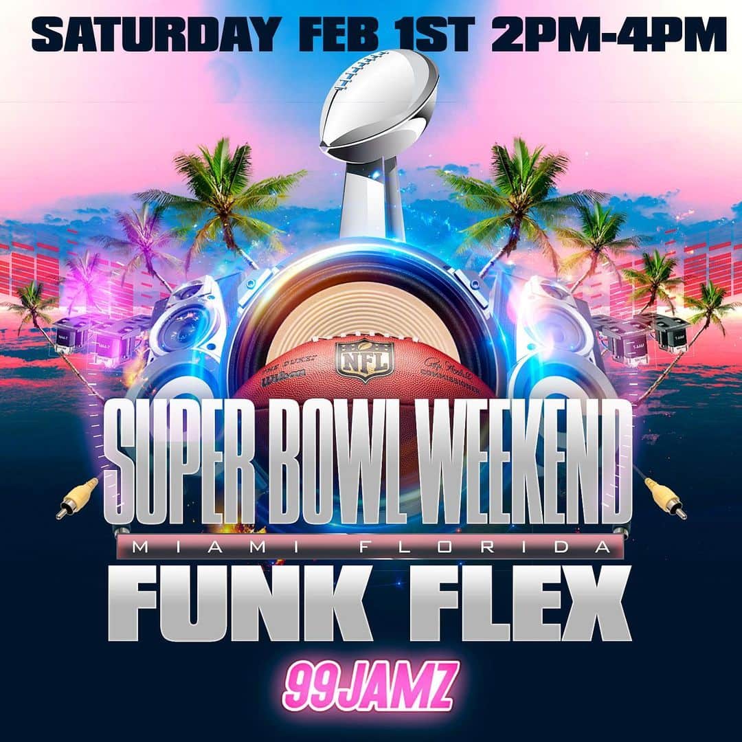 ファンクマスター・フレックスのインスタグラム：「MIAMI IM SO READY! U GONNA HERE ME COMING OUT THEM CARS! FUNKFLEX ON THE SET! @jillstrada I’m ready! @99jamzmiami  Saturday 2pm to 4pm!」