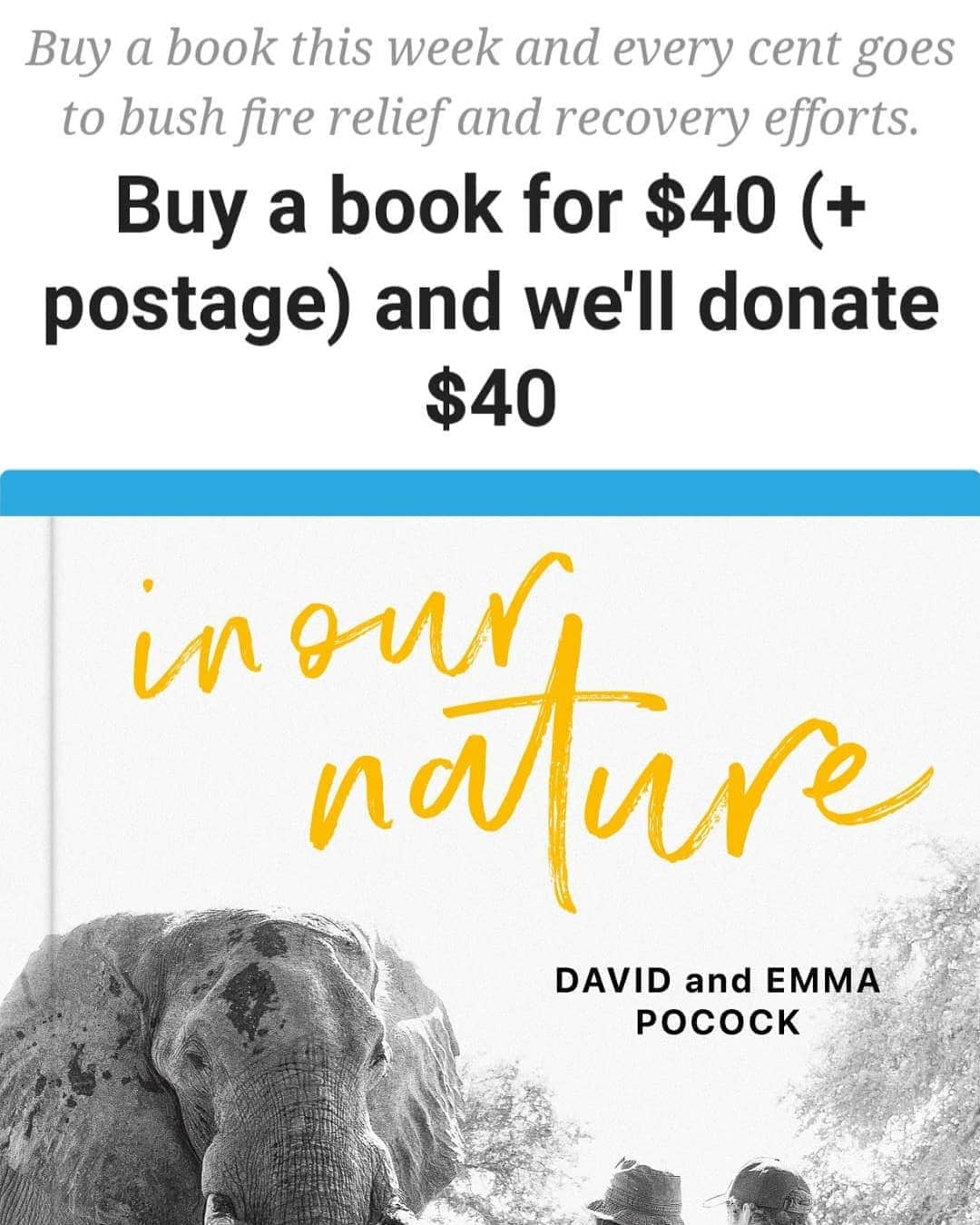 デビッド・ポーコックさんのインスタグラム写真 - (デビッド・ポーコックInstagram)「3 days left to order a copy of 'In Our Nature' and ALL $40 go to bushfire relief and recovery efforts. Link in bio.」1月31日 13時09分 - davidpocock