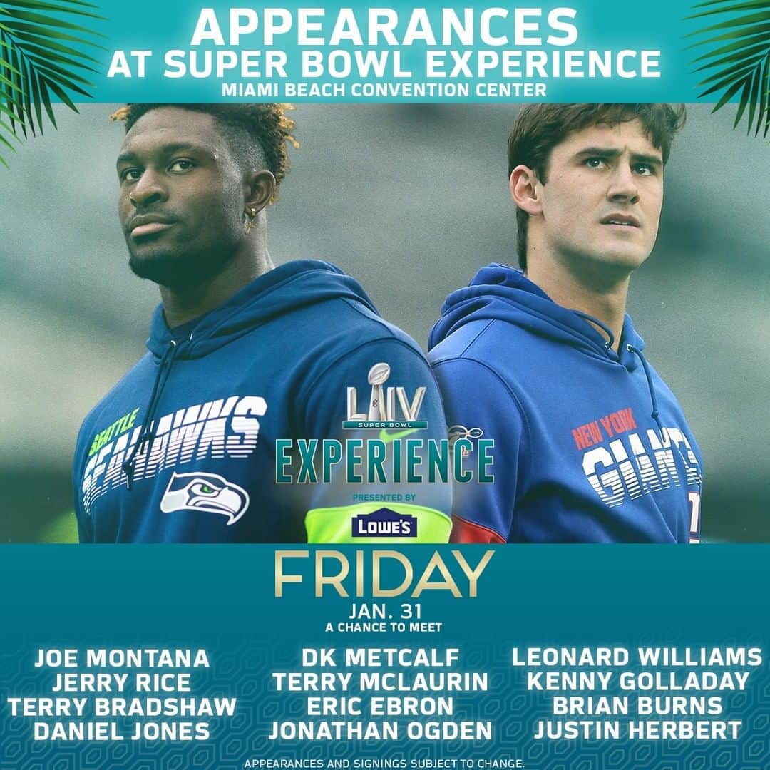 NFLさんのインスタグラム写真 - (NFLInstagram)「FRIDAY: Come see these players and legends at Super Bowl Experience presented by Lowe's!」1月31日 13時43分 - nfl