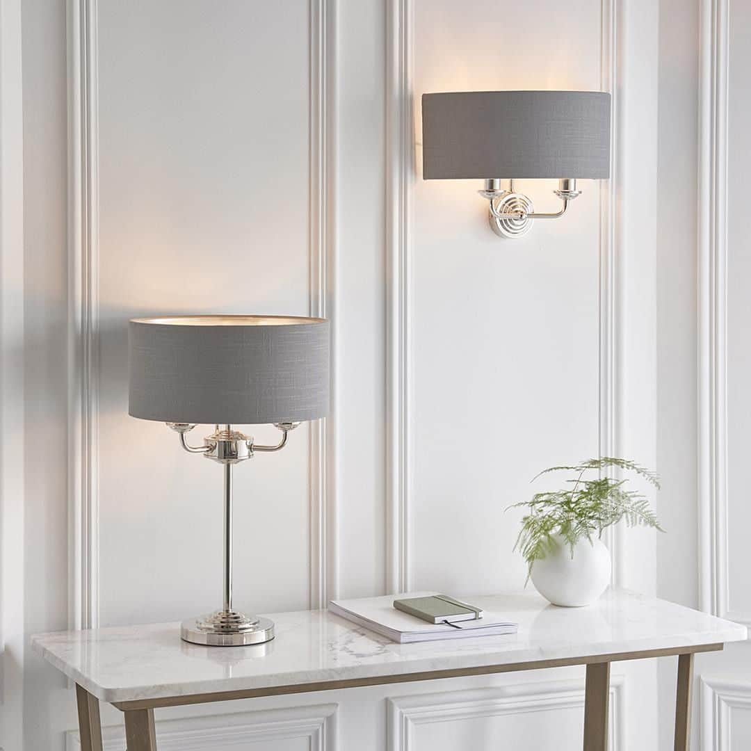 ローラアシュレイのインスタグラム：「Give your home a warm glow with our beautiful Sorrento lighting range. Subtle and sophisticated, this range comes in a number of different styles from hanging chandeliers to table lamps. Mix and match to create a beautifully coordinated interior.」