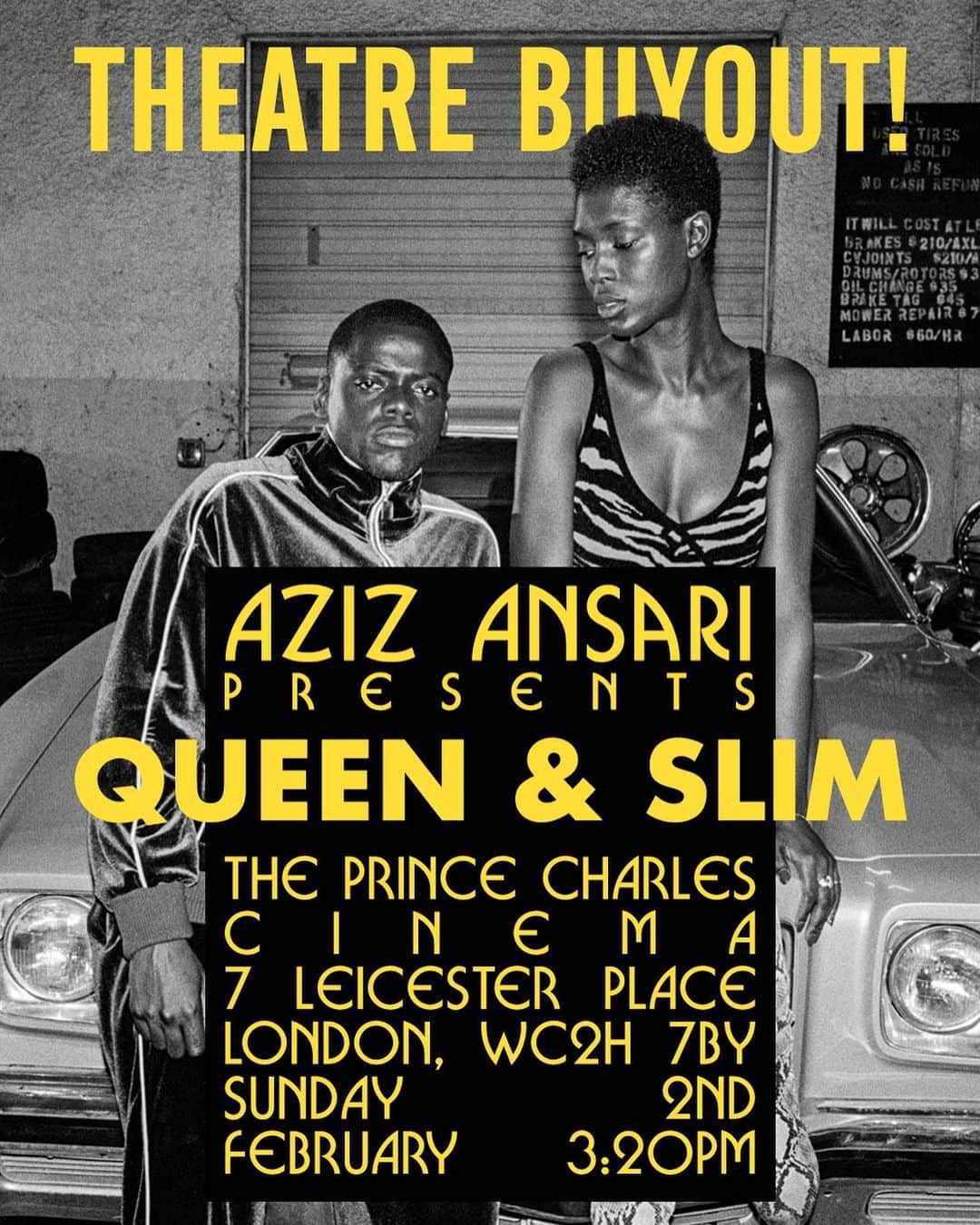 アジズ・アンサリのインスタグラム：「LONDON: I’m doing a theatre buy out for my friends @lenawaithe and @msmelina for their film, Queen and Slim. Go see it on Sunday 2/2 at the Prince Charles Theatre at 3:20pm on me. Click link in bio for details!」