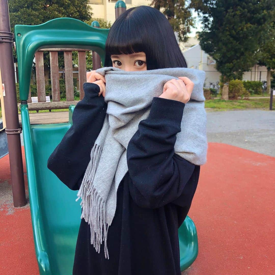 小鳥遊しほのインスタグラム：「ストールがすき。もふもふモコモコと巻けるやつがすき。あと公園の遊具がすき。歳は取りたいけどオトナにはなりたくない　などと思ってしまう。 . @edward_brown_official さんのストールは柔らかくて暖かくて色がたくさんあってすてき。 . #edwardbrown #stole #winter」