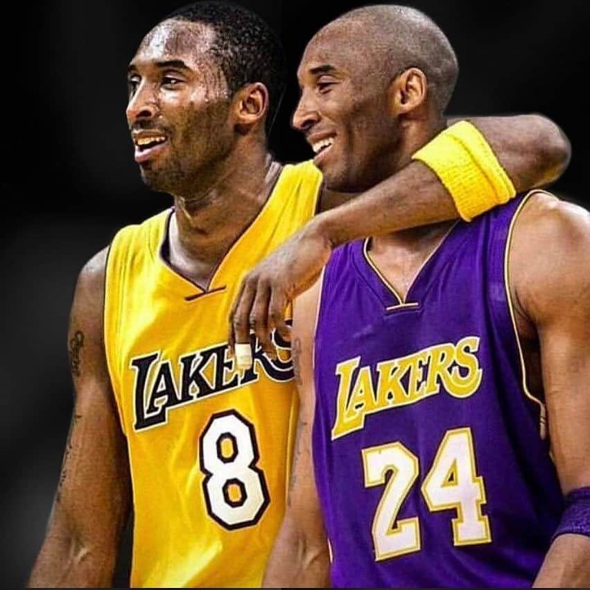 マッシモ・ゴッビのインスタグラム：「La mia prima maglia NBA  è stata la tua 8 💛💜 Buon viaggio Kobe... a te e alla piccola Gigi 💕 #legend #mambaforever #kobebryant」