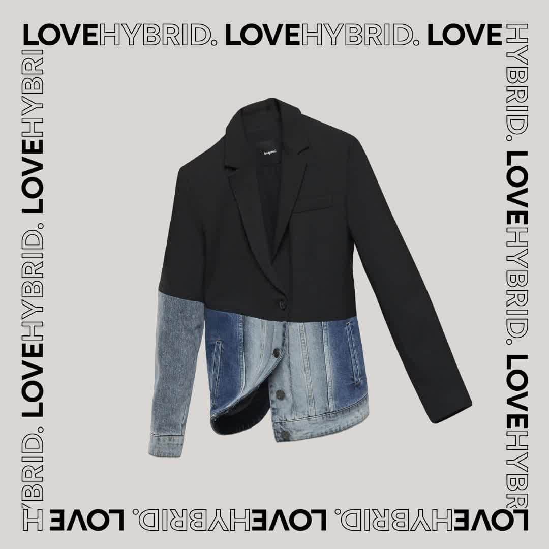 デシグアルのインスタグラム：「#Love breaks patterns for the creation of la Hybrid jacket: a passionate work of tailoring, pattern,and consistency. A declaration of love, to the last detail.」