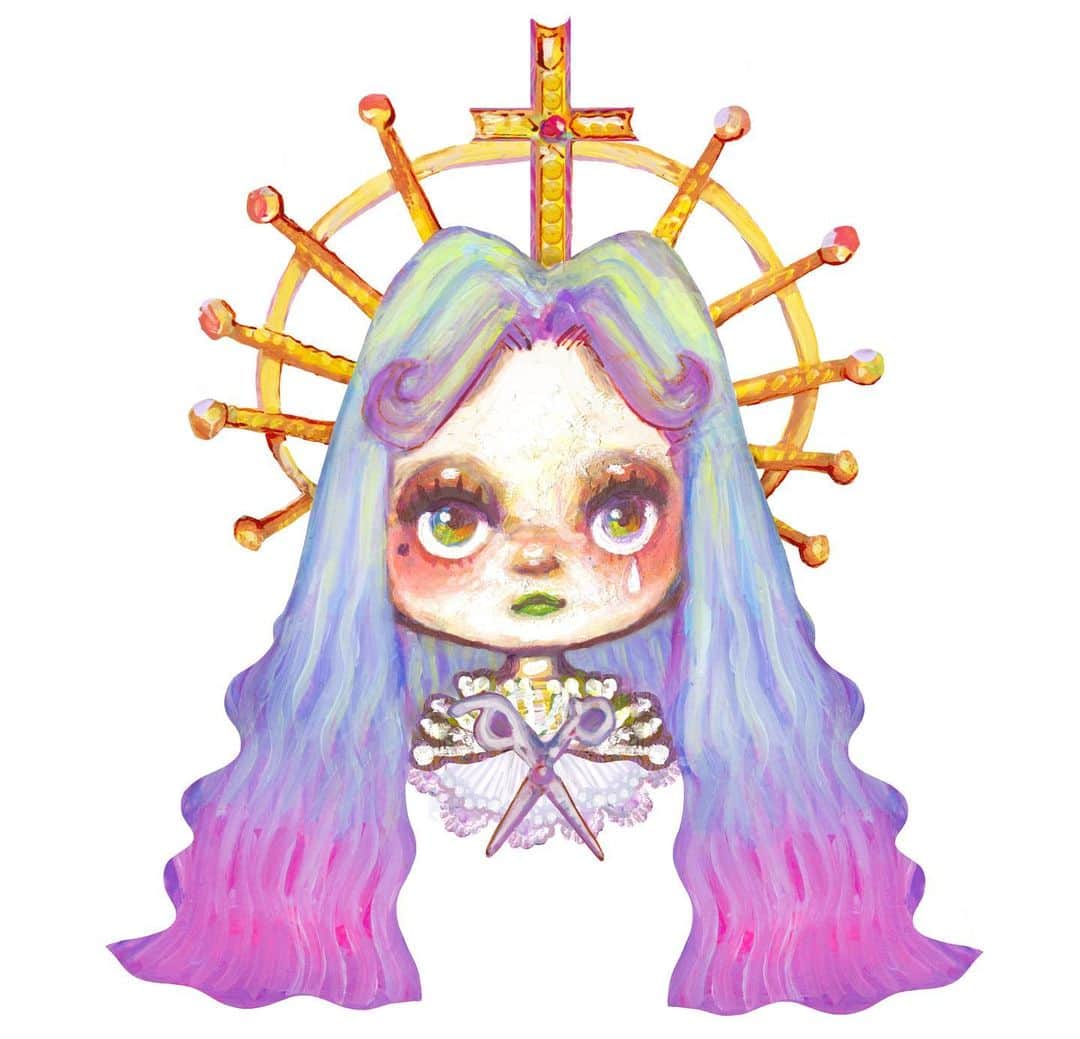 チアキコハラのインスタグラム：「美容院カラトリのキャラクターを 描きました！🦄前描いた子のお顔をベースに制作🎨可愛くできたよ💘 . #カラトリ #グラデーションカラー  #gradationcolor #ヘアカラー #アート #チアキコハラ #artwork #ゆにこーん🦄  #染めたい‥」