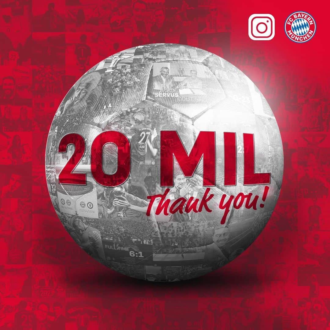 バイエルン・ミュンヘンさんのインスタグラム写真 - (バイエルン・ミュンヘンInstagram)「20 MILLION FOLLOWERS! Thanks for your incredible support, FC Bayern fans! 🔴⚪ #MiaSanMia . . #FCBayern #Instagram #football #fussball #futbol #futebol #soccer #thankful #thankyou」1月28日 0時41分 - fcbayern