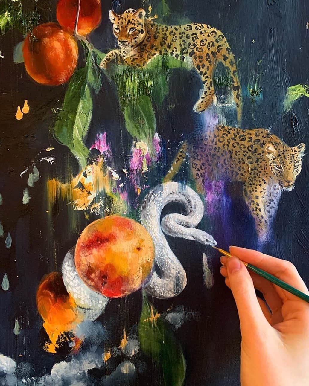 Art Collective Magazineさんのインスタグラム写真 - (Art Collective MagazineInstagram)「Check out this beautiful oil painting by @katyjadedobson 🐍 🐆 🍑  Check her page for more great works! #artnerdsupport #artcollective #isigroup」1月28日 2時59分 - art_collective