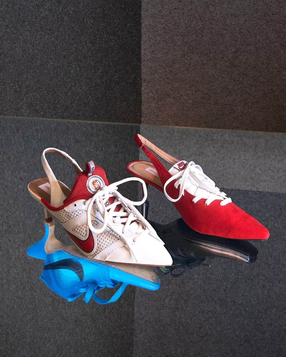 のインスタグラム：「Reconstructed silhouettes. The Ancuta Sarca upcycled Nike Sneaker Heels are back in stock. Shop online now @ancutasarca @fashion_east #ancutasarca #fashioneast」