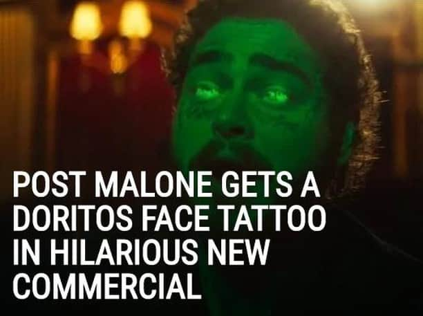 Alternative Pressさんのインスタグラム写真 - (Alternative PressInstagram)「WATCH: @PostMalone's new face tattoo is a bold move in the new flamin' hot @Doritos commercial⁠ LINK IN BIO⁠ .⁠ .⁠ .⁠ #postmalone #posty #doritos #flaminhotlimon #flaminhotlimondoritos #altpress #alternativepress」1月28日 7時30分 - altpress