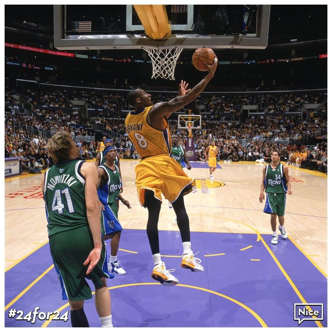 Nice Kicksさんのインスタグラム写真 - (Nice KicksInstagram)「#24for24 Kobe Bryant single-handedly was beating the Dallas Mavericks after three quarters of play putting up62 points in the first 36 minutes versus the Mavericks' 61 points.  Yes, Kobe outscored the entire Dallas Mavericks in three quarters.  Kobe would rest the final twelve minutes of the game heading into the locker room at the end of the game with a career-high. Following Kobe’s tragic death, Mark Cuban, owner of the Mavericks, announced that he will retire #24 in honor of Kobe. Coincidentally, Kobe's career average points per game against the Mavericks is 24 points.」1月28日 10時15分 - nicekicks