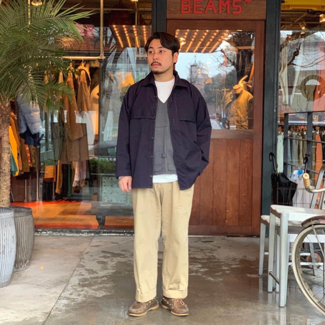 のインスタグラム：「BEAMS PLUS STYLE  #beams #beamsplus #beamsplusharajuku #harajuku #tokyo #postoveralls #postoalls #logger #loggerjacket #mensfashion #menswear #mensstyle」