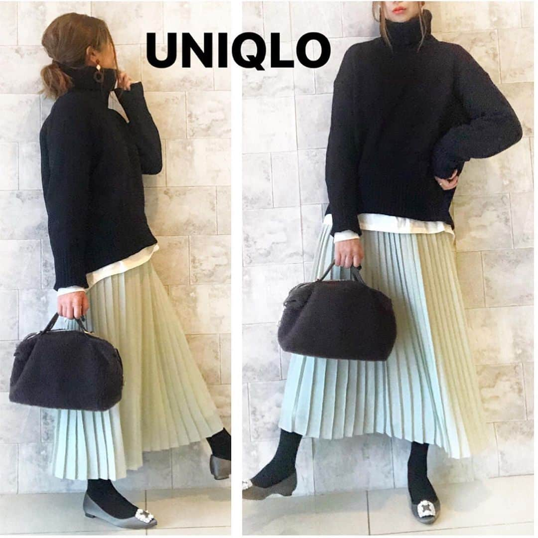 ❁coco❁さんのインスタグラム写真 - (❁coco❁Instagram)「【コーデ】UNIQLOプリーツスカート着まわし♡ 2020.1.28  先日のドレープスカート  と全く同じトップスで スカートだけプリーツにしてみたよ！ どっちも好き❤️ どっちが好き？ 今日配信のyoutubeで比較動画アップ してるのでチェックしてみてね✨ ・ knit … @galerievie_jp  skirt … @uniqlo_ginza  bag … @zakkabox_  shoes … @manoloblahnikhq -------------------------------------------------------- 🙎‍♀️ 身長 162cm 通常 M  品名… #シフォンプリーツロングスカート  価格… 2990円　サイズ…Mサイズ　 カラー…グリーン ------------------------------------------------------ - コーデ詳細はブログに✍️✨ @rococo39  のTOPから BLOG・楽天room ・youtube 火金配信 にも飛べます🕊❤︎ --------------------------------------------------------- #ユニクロコーデ #ユニジョ #uniqloコーデ  #UNIQLOu #uniqlo2020ss #uniqloginza2020ss  #uniqloginza #上下ユニクロ部  #今日のコーデ #ママコーデ #プチプラコーデ #シンプルコーデ #着回しコーデ  #全身プチプラ #秋コーデ #おしゃれさんと繋がりたい たい #インスタ女子  #インスタ映え #アラサーコーデ #アラフォーコーデ  #30代コーデ #コーデ記録 #ロカリ #youtuber好きな人と繋がりたい #ファッションコーデ #ユニクロスカート族　#アラフォーコーデ　#ミントな気分」1月28日 20時49分 - rococo39