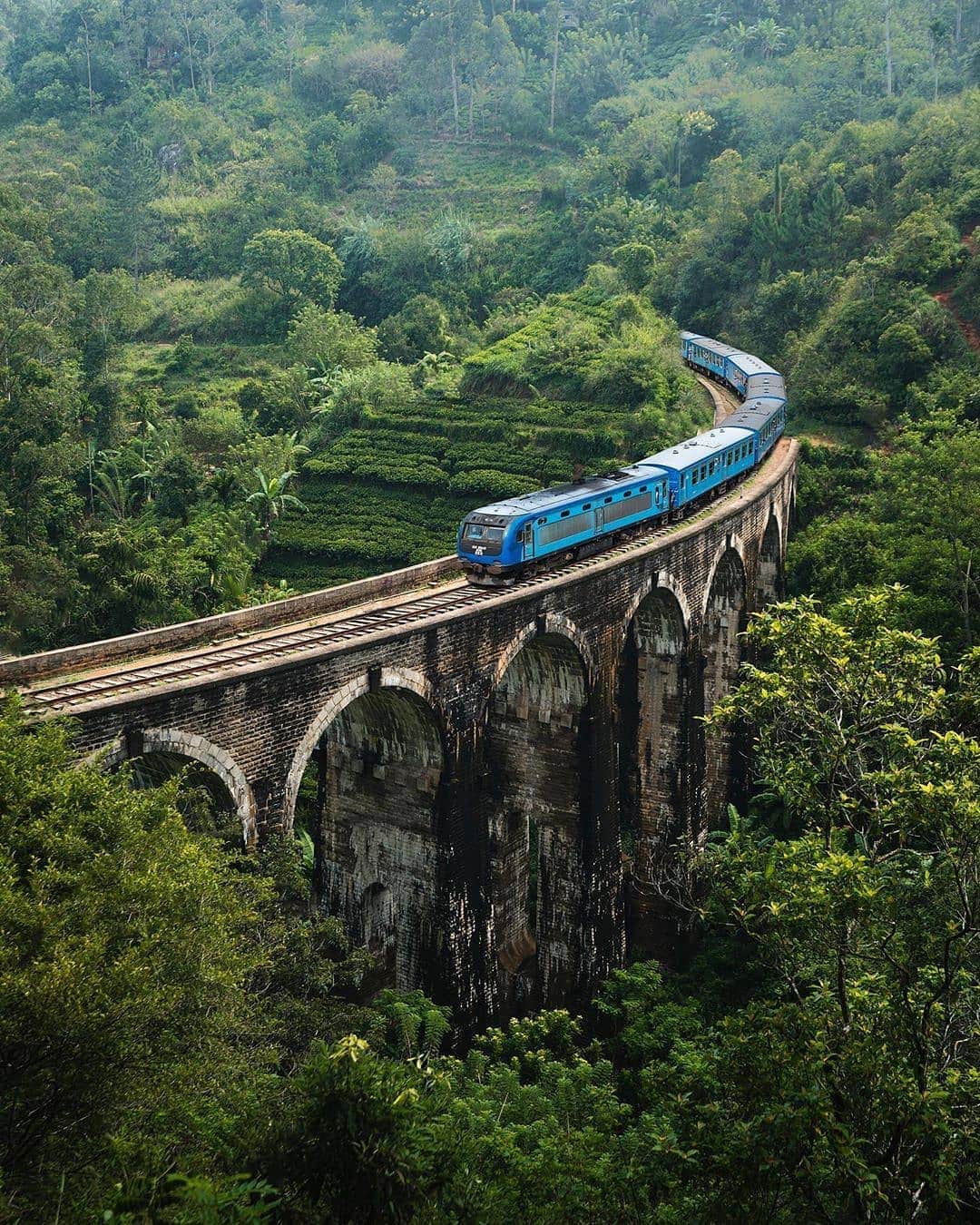 BEAUTIFUL DESTINATIONSさんのインスタグラム写真 - (BEAUTIFUL DESTINATIONSInstagram)「Crazy seeing this train appear out of the jungle in Sri Lanka! 🌴🚂 On this morning @thismattexists hiked to a colonial-era railway bridge just outside the Sri Lankan city of Ella. Have you ever traveled by train before? 🚄🚆 Tell us below in the comments! (📸: @thismattexists 📍: Sri Lanka)」1月28日 22時13分 - beautifuldestinations