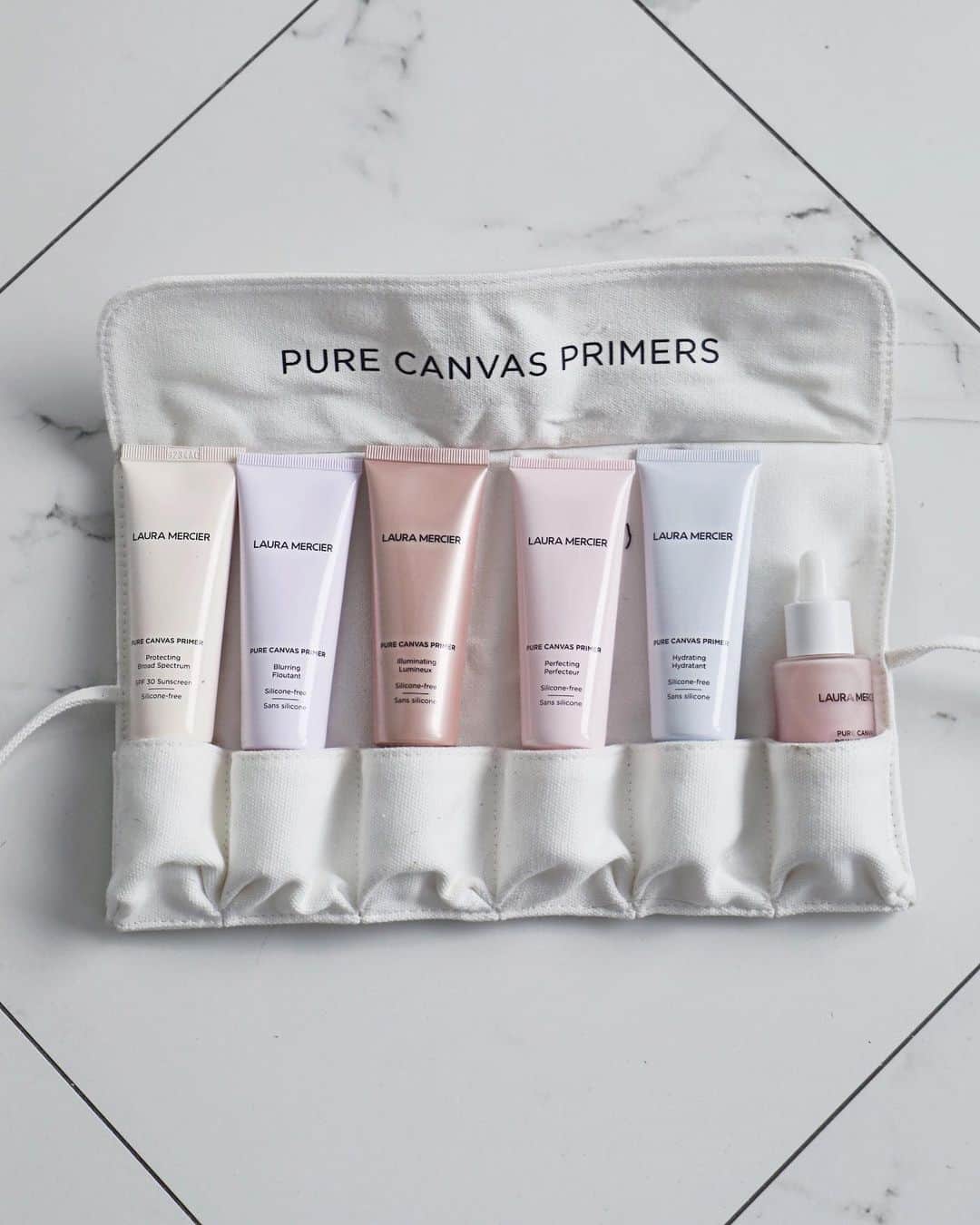 ジェイデ・ピアスのインスタグラム：「PURE CANVAS PRIMERS | @LAURAMERCIER I’ve tried them all and I can say the illuminating primer is my absolute favourite!  #gifted」