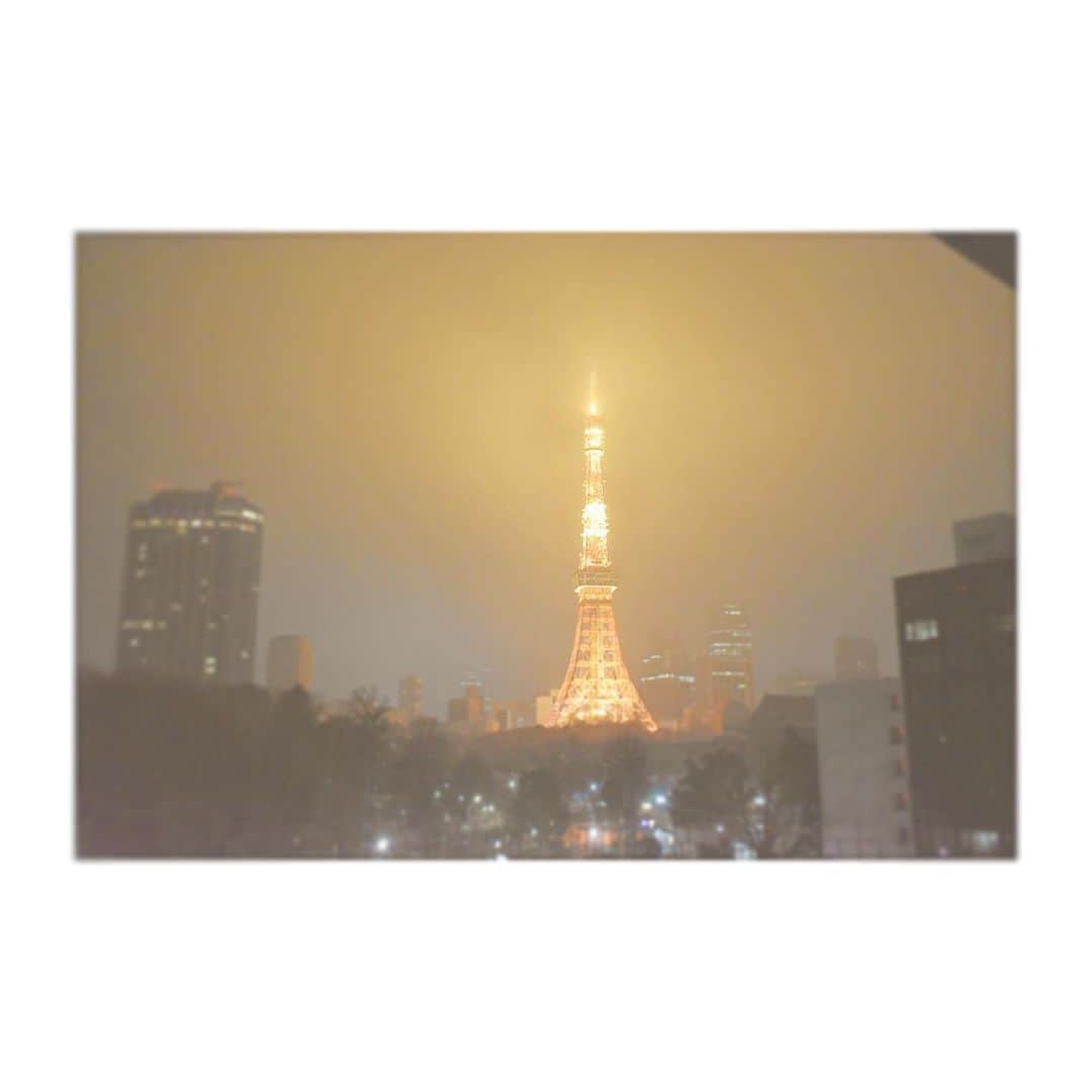 大崎みらいのインスタグラム：「、 先日の雪の降る夜、 東京タワーを見ると なんだか暖まる気がしました。 、 ロウソクの光みたいな なんかそんな暖かさがあるよね！ 、 、 、 #東京タワー #tokyotower  #港区」