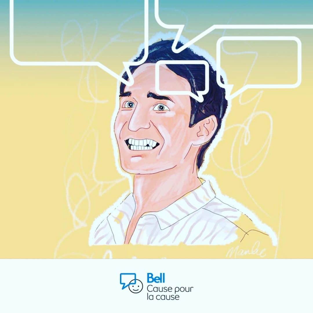 シャルリ・ビロドーのインスタグラム：「Parce que tous les gestes comptent et que personne n’est à l’abris, luttons ensemble contre la stigmatisation des problèmes de santé mentale 💛💛 #bellcause #bellletstalk 🖌 @marilicorne 👌🏽」