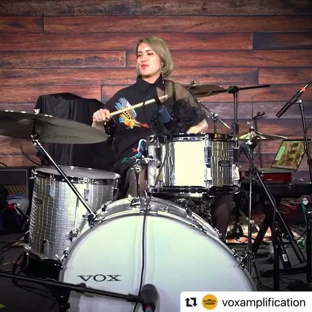 岡田真帆のインスタグラム：「VOXの公式Instagramにて、NAMMの演奏を紹介して頂きましたー！ 嬉しいー！！ #Repost @voxamplification with @make_repost ・・・ Weren't able to make it to NAMM but wanted to check out the Maho Okada (@Drumachan) Vox Telstar performance? We got you covered. Hear how the kit stacks up to the rest!⠀ ⠀ LINK IN BIO for more info on the VOX Telstar Kit」