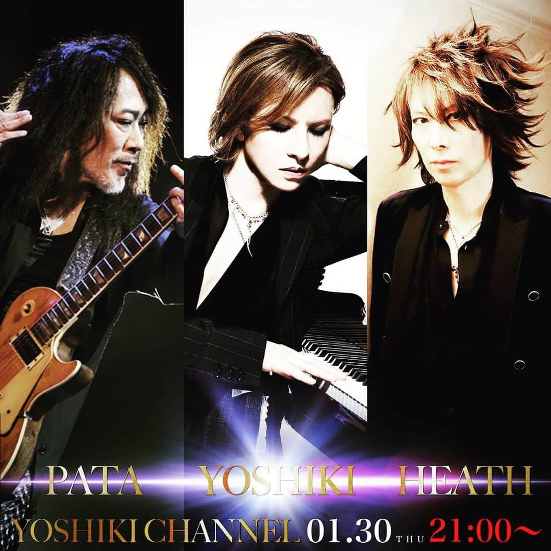 YOSHIKIさんのインスタグラム写真 - (YOSHIKIInstagram)「See you tonight. 【1月30日(木)21時～生放送決定】#YOSHIKI x #PATA x #HEATH  RT #YoshikiChannel Live broadcast TOMORROW Jan. 30 @ 9pm Japan time! Pata and Heath of #XJAPAN will appear with #YOSHIKI on #YoshikiChannelInternational! Japan→ http://ch.nicovideo.jp/yoshikiofficial International→ http://yoshiki.net/YCI.html」1月29日 18時47分 - yoshikiofficial