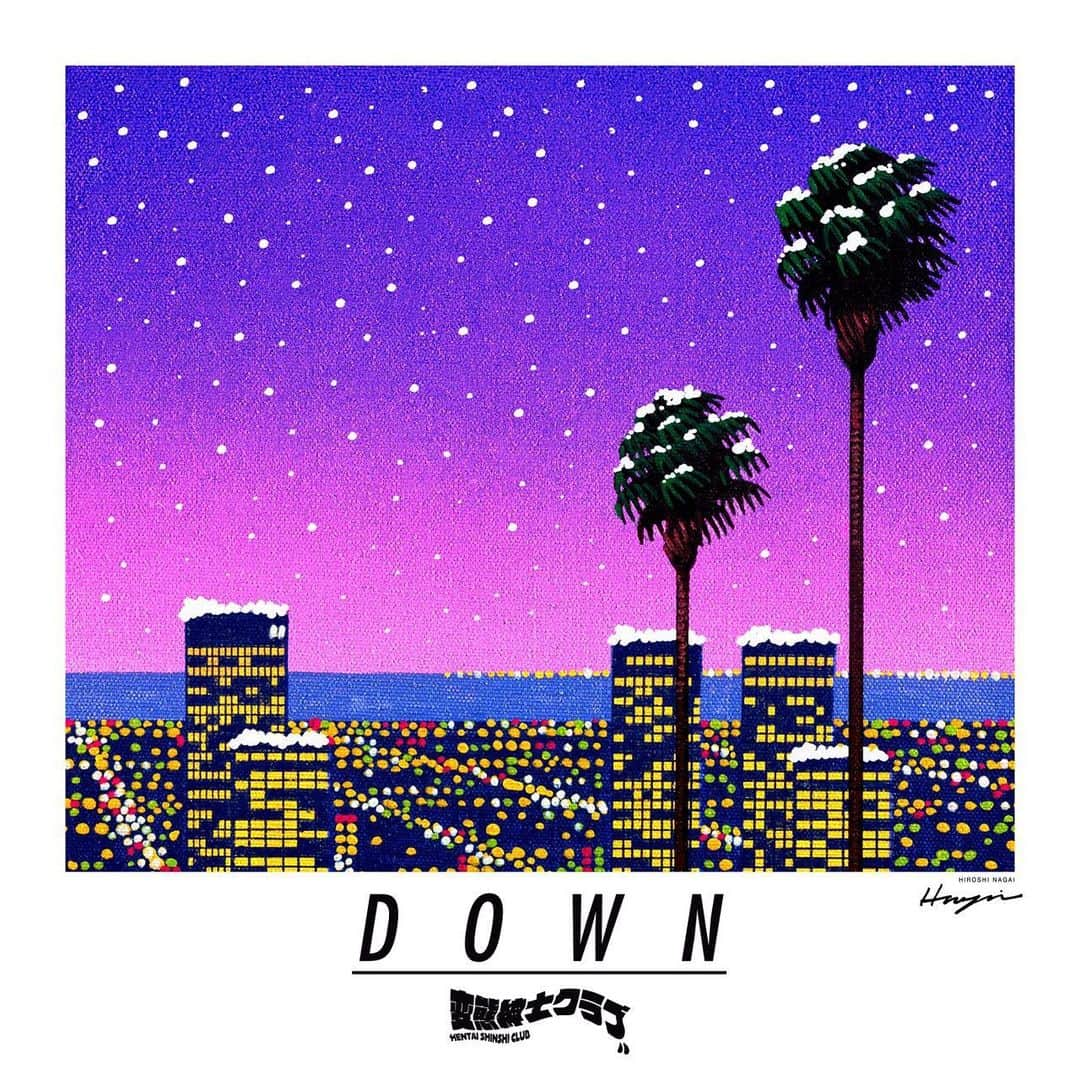 WILYWNKAさんのインスタグラム写真 - (WILYWNKAInstagram)「2020/2/2(日)発売 #変態紳士クラブ New Single「DOWN」 永井博氏 @hiroshipenguinjoe 手かげるジャケット解禁！🎨 ・ 1/30(木)14:00～18:00生放送の､FM802「THE NAKAJIMA HIROTO SHOW 802 RADIO MASTERS｣にて､新曲｢DOWN｣の音源初オンエア決定！📻 ・ 1/30(木)20:00に「DOWN」Music Videoのティザー映像公開！🎥 ・ #DOWN #GeG #WILYWNKA #VIGORMAN #変態紳士舞踏会 #変態紳士舞踏会2222 #永井博 #hiroshinagai #newrelease #digitalsingle」1月29日 18時59分 - wilywnka