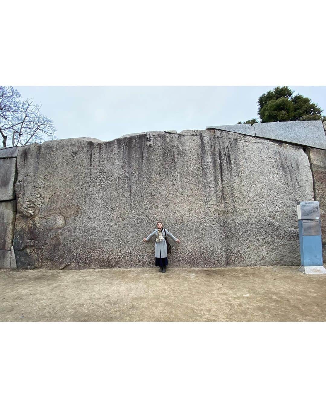 真衣ひなのさんのインスタグラム写真 - (真衣ひなのInstagram)「🏯Osaka Castle あれ？ずっと関西に住んでいたのに そういえば行ったこと無いかも… ということで、帰国後大阪城へ。 蛸石と呼ばれる巨石の存在感が凄かった。 江戸時代に、この大きな岩を岡山から大阪へ 瀬戸内海を通って運んできたとは驚きです。 ミライザ大阪城(MIRAIZA OSAKA-JO)では 種類豊富な大阪土産が取り揃えられている他 常駐のボランティアガイドさんから 大阪城の歴史を聞くことも出来ます。 これがとっても面白かったので、 訪れた際にはぜひお声をかけて お話して頂くと良いと思います😊 . #秀吉パパは不安やったやろうなぁ #なんでお堀埋めてしもたんや #思わず呟きがこぼれる #こぼれた呟きを #ガイドのおじちゃんが全部拾ってくれる」1月29日 19時52分 - hinano_mai