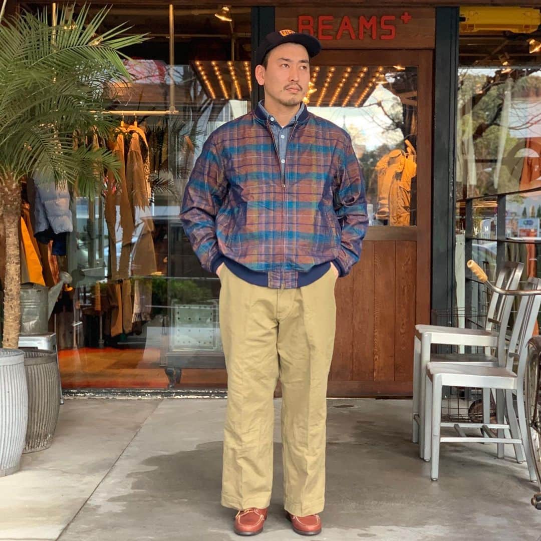 のインスタグラム：「BEAMS PLUS STYLE  #beams #beamsplus #beamsplusharajuku #harajuku #tokyo #japan #corduroy #corduroyjacket #check #checkjacket #herringbone #militarypants #filson #rancourt #mensfashion #menstyle #menswear」