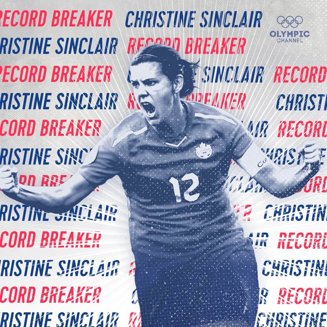 オリンピックチャンネルさんのインスタグラム写真 - (オリンピックチャンネルInstagram)「Canada's Christine Sinclair scored her first international goal in 2000 as a 16-year-old. Now, she has set the world record for most international goals of any football player, male or female.  Sinclair broke Abby Wambach's previous record of 184 goals.」1月30日 7時59分 - olympicchannel_x