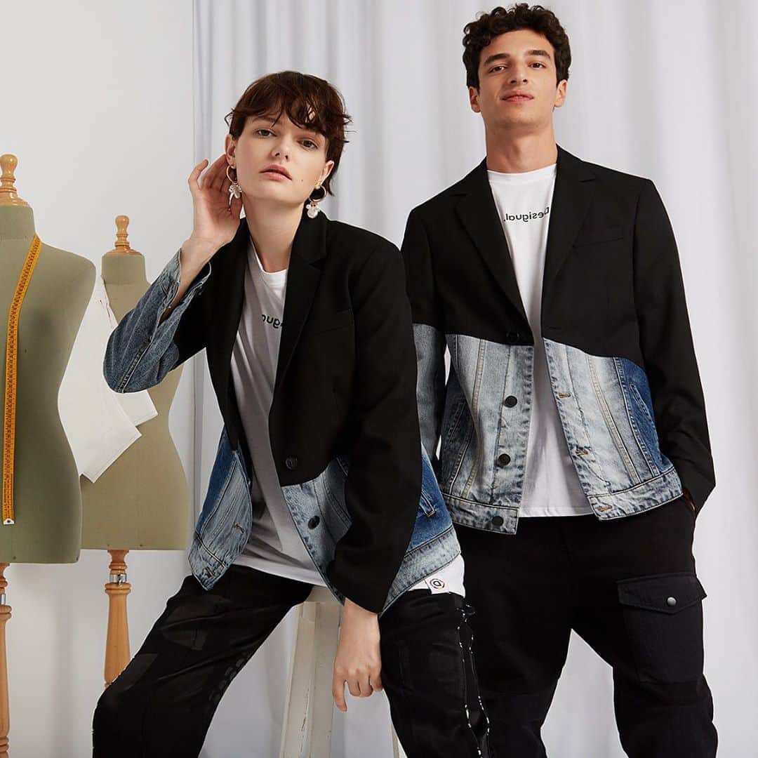 デシグアルのインスタグラム：「The Hybrid #jacket goes well with everything, from a preppy and urban chic style to a casual #denim look. It is an essential garment to wear season after season, make it your own!」