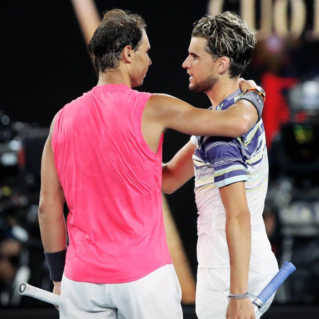 ドミニク・ティエムさんのインスタグラム写真 - (ドミニク・ティエムInstagram)「Always such an honor to share the court with @rafaelnadal  Proud to be in the semis @australianopen 🇦🇺」1月30日 2時46分 - domithiem