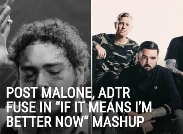 Alternative Pressさんのインスタグラム写真 - (Alternative PressInstagram)「LISTEN: Hey darling, we hope you check out this incredible ⁠ @PostMalone and @adtr “If It Means I’m Better Now” mashup⁠ LINK IN BIO⁠ .⁠ .⁠ .⁠ #postmalone #posty #adtr #adaytoremember #ifitmeansalottoyou #betternow #altpress #alternativepress」1月30日 3時45分 - altpress