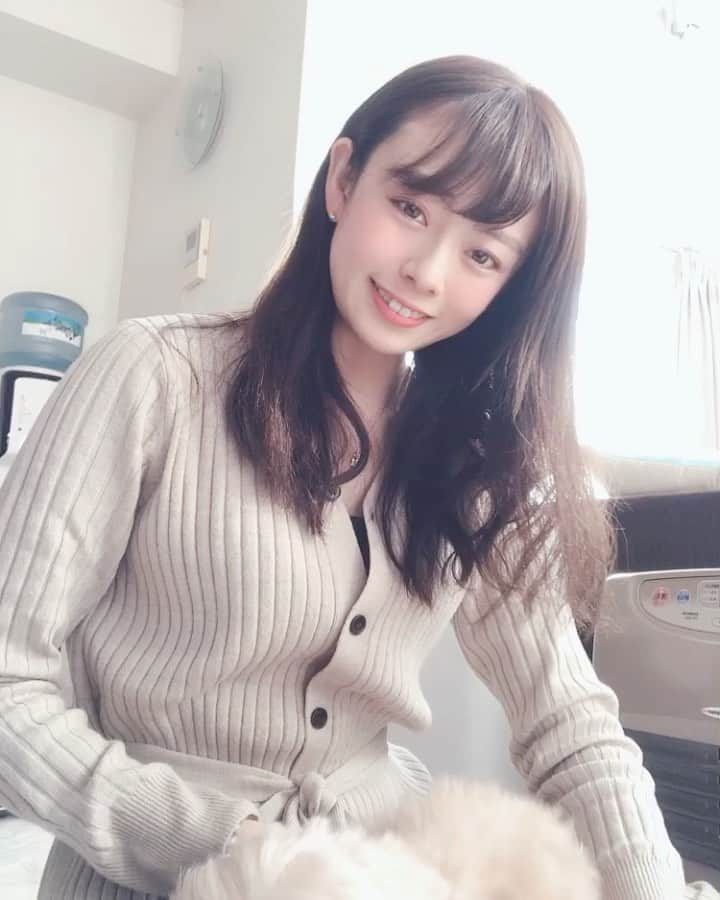 寺坂真里奈のインスタグラム：「⑅ ⑅ 我が家の愛しの🐶❤︎ お正月はひさしぶりに帰省して たくさん一緒に遊びました˖⁺⑅ ⑅ ちなみにこの子自分のこと人間だと思ってるの💭 ストーブの前も取り合う仲！ そんなところもまたかわいい🍼 ⑅ そしてめちゃめちゃお父さんの笑い声 入ってるけど何の番組見てたんだろう？😂 ⑅」