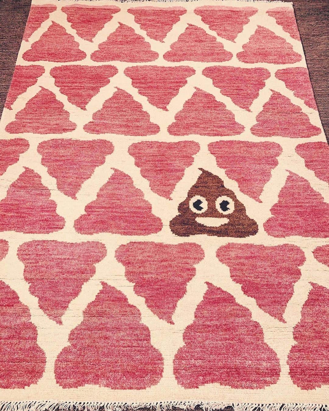 野沢直子さんのインスタグラム写真 - (野沢直子Instagram)「マイバンドEMGT 、ギターのトラがデザインの開運💩絨毯🤣🤣 サイズ、かなり大きめらしい。スライドして3枚目ご覧ください❤️❤️ サンフランシスコの絨毯屋さんで売り出す予定です。 ハンドメイド絨毯なのでカスタムオーダーになるらしいです❤️❤️❤️ #もよおしてる風」1月30日 10時11分 - naoko.nozawa