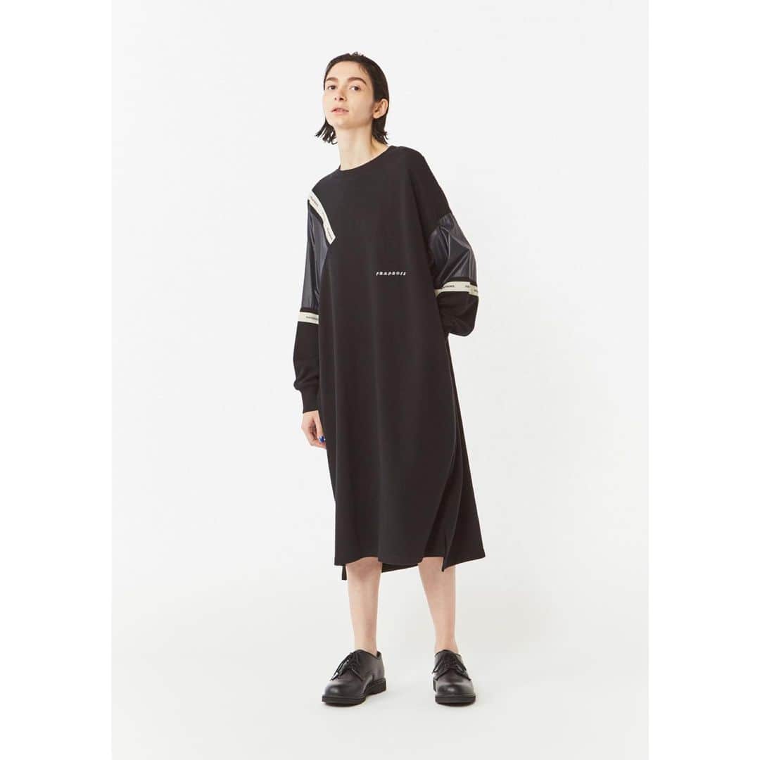 のインスタグラム：「NEW ARRIVAL  フラッグカット 1501RUA205 BLACK 19,000YEN+TAX  IN STORES NOW  #frapbois #フラボア #2020 #spring #summer #collection #コレクション #fashion #ファッション #sweat #スウェット #onepiece #ワンピース #sweatonepiece #スウェットワンピース #tokyo #japan」