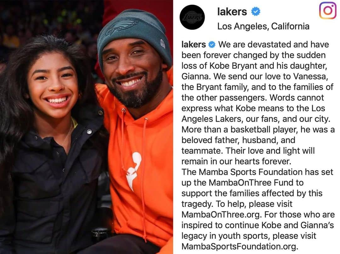 espnさんのインスタグラム写真 - (espnInstagram)「The Lakers release a statement about the loss of Kobe and Gianna. (via @lakers)」1月30日 13時07分 - espn