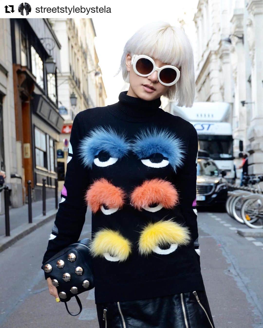 のインスタグラム：「6years? ago☺️🥰 #Repost @streetstylebystela with @get_repost ・・・ @darayunya #japanesegirl #model #cool #pop #style #streetstylebystela #paris #street #style #fendi」