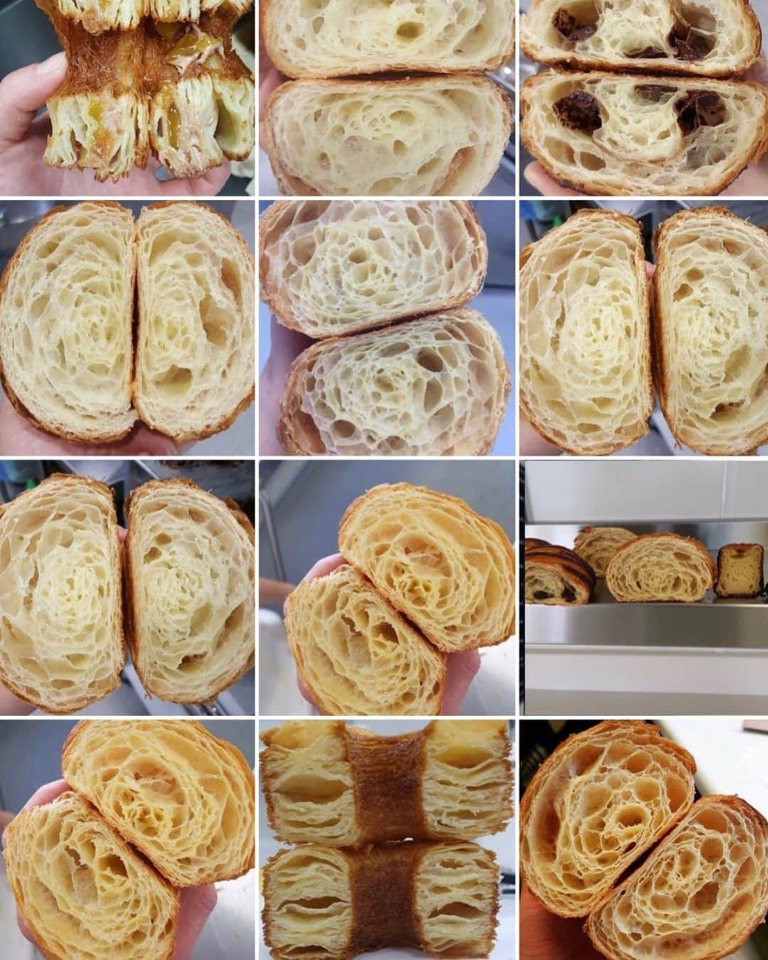 DOMINIQUE ANSEL BAKERYさんのインスタグラム写真 - (DOMINIQUE ANSEL BAKERYInstagram)「Heard it’s #NationalCroissantDay, so I wanted to show you what the camera roll looks like on my phone. Each morning, our teams around the world send cross section photos of our croissants and laminated pastries, so we can review together and quality check. Was the hydration right, did they proof correctly, is the honeycomb structure even and consistent, what can we do tomorrow to get better and better each day. It’s a daily learning process. 🥐」1月31日 1時54分 - dominiqueansel