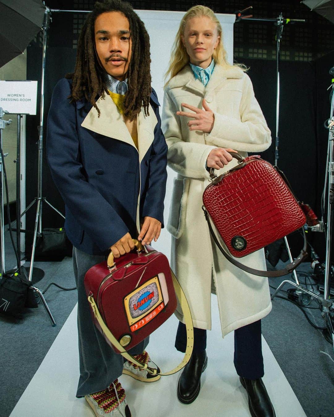 ランバンのインスタグラム：「Three #LanvinFW20 birds: Luka, Jakob and Vittoria, shot by @adam_peter.  #Pfw  #Lanvin」