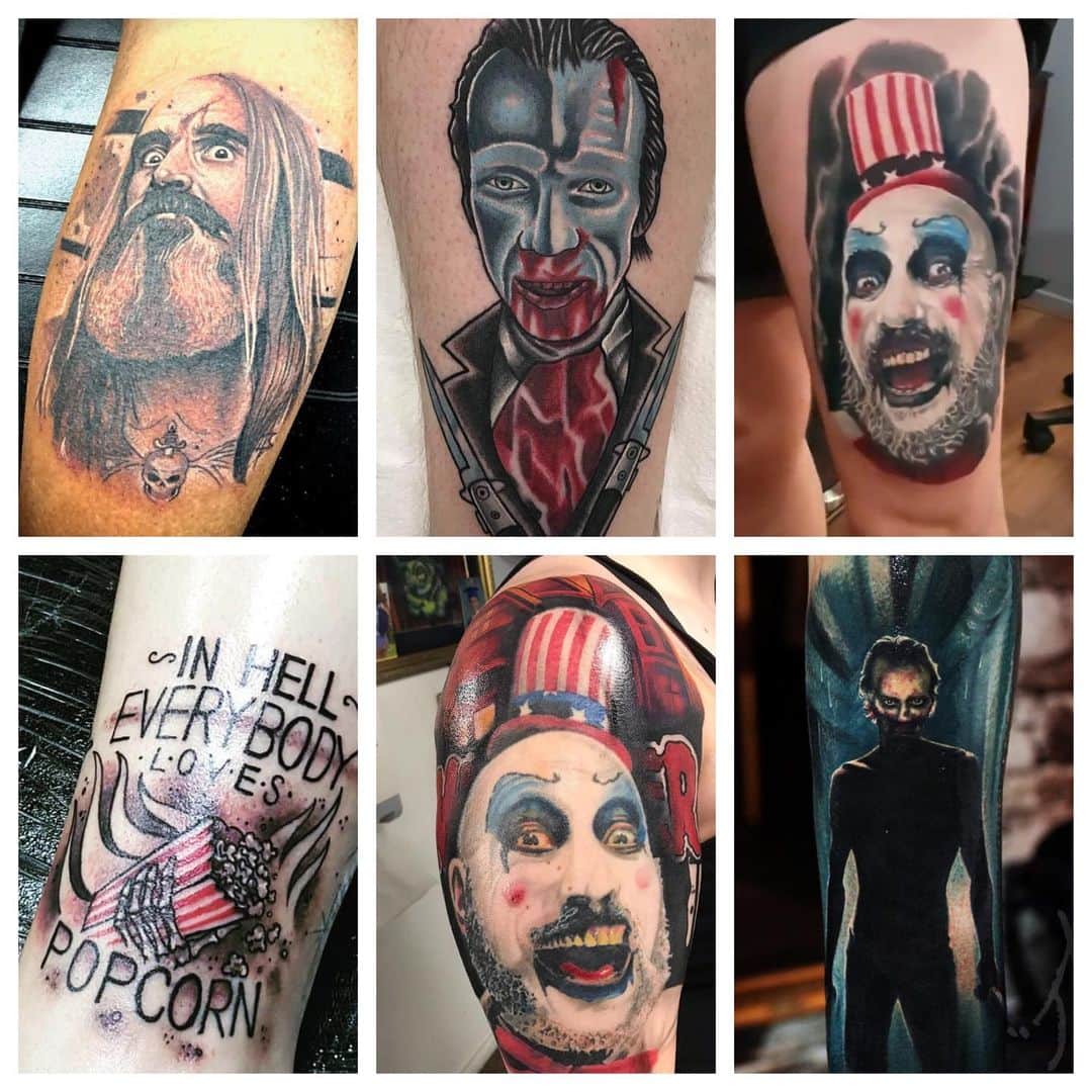 ロブ・ゾンビさんのインスタグラム写真 - (ロブ・ゾンビInstagram)「A bunch of new tattoos from my films. I love seeing these! #3fromhell #thedevilsrejects #31 #houseof1000corpses #sherimoonzombie #robzombie #billmoseley #jeffdanielphillips #richardbrake #sidhaig」1月31日 2時09分 - robzombieofficial