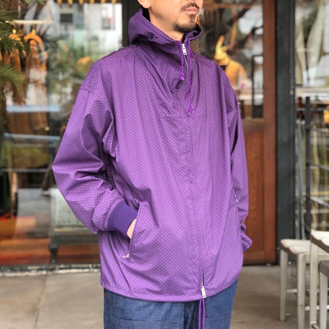 のインスタグラム：「BEAMS PLUS STYLE  #beams #beamsplus #beamsplusharajuku #harajuku #tokyo #hooded #pattern #vintagepattern #3layer #purple #mensfashion #mensstyle #menswear」