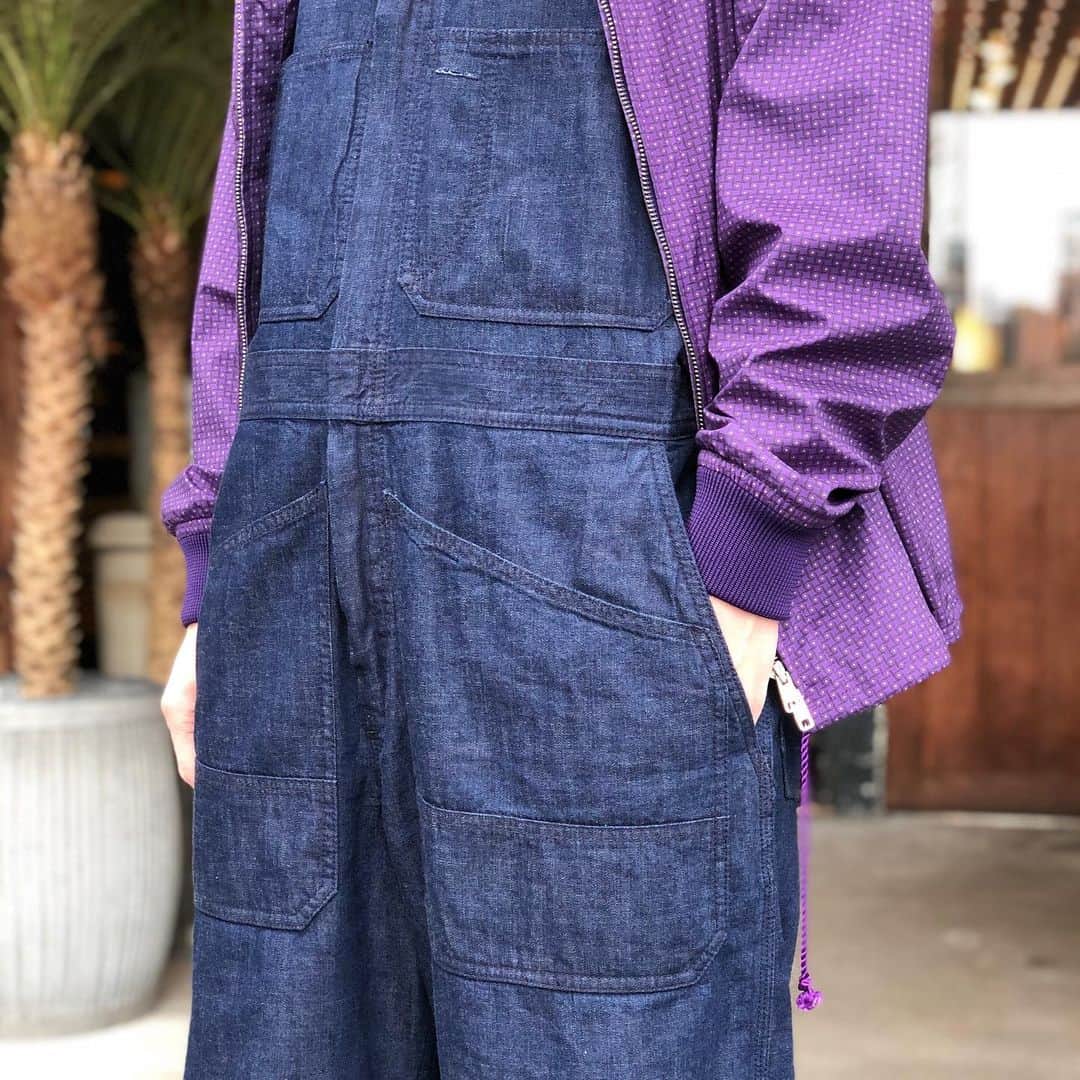 のインスタグラム：「BEAMS PLUS STYLE  #beams #beamsplus #beamsplusharajuku #harajuku #tokyo #hooded #pattern #vintagepattern #3layer #purple #denim #indigo #indigodye #indigodenim #overall #overalls #mensfashion #mensstyle #menswear」