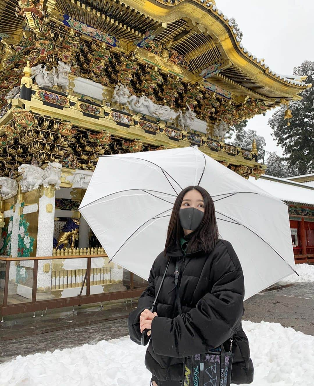 前沢海友さんのインスタグラム写真 - (前沢海友Instagram)「☔️☃️❄️ ㅤㅤㅤㅤㅤㅤㅤㅤㅤㅤㅤㅤㅤ 小6年生の時に初めて行った日光東照宮に 再びいきました🏯 雪が被ってる神社は貴重すぎてなんだか嬉しかった ㅤㅤㅤㅤㅤㅤㅤㅤㅤㅤㅤㅤㅤ #🙈🙊🙉 #日光東照宮 #栃木観光 #初雪 #ootd #coodinate #travel #shrine #newpost」1月30日 21時23分 - maezawamiyu