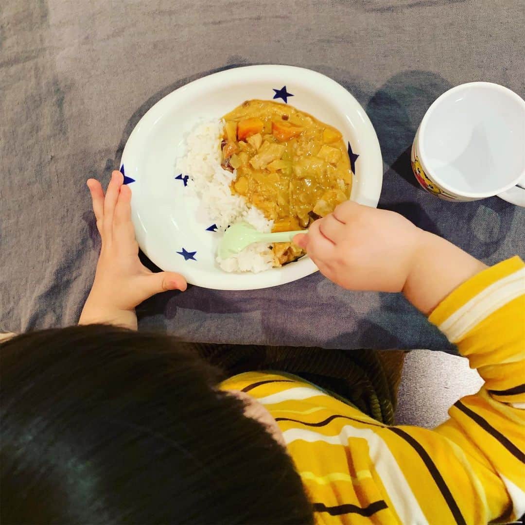安田美沙子さんのインスタグラム写真 - (安田美沙子Instagram)「今夜は、無水カレーにしました😊✨野菜たっぷりに、ミックスビーンズを入れて、米粉のルー❤️野菜の旨味と、とろみが幸せでした。お米も、ジャスミンライスが合う🍛✨ 明日の朝も、もちろんカレー！ 息子、偶然にもカレー色の服。笑 . . . #instafood #dinner #curry #無水カレー #vermicular  #vegitable #グルテンフリー #お腹いっぱい #ちょっと辛かったみたい #牛乳たっぷり #パパの好きなものNO1」1月30日 22時05分 - yasuda_misako