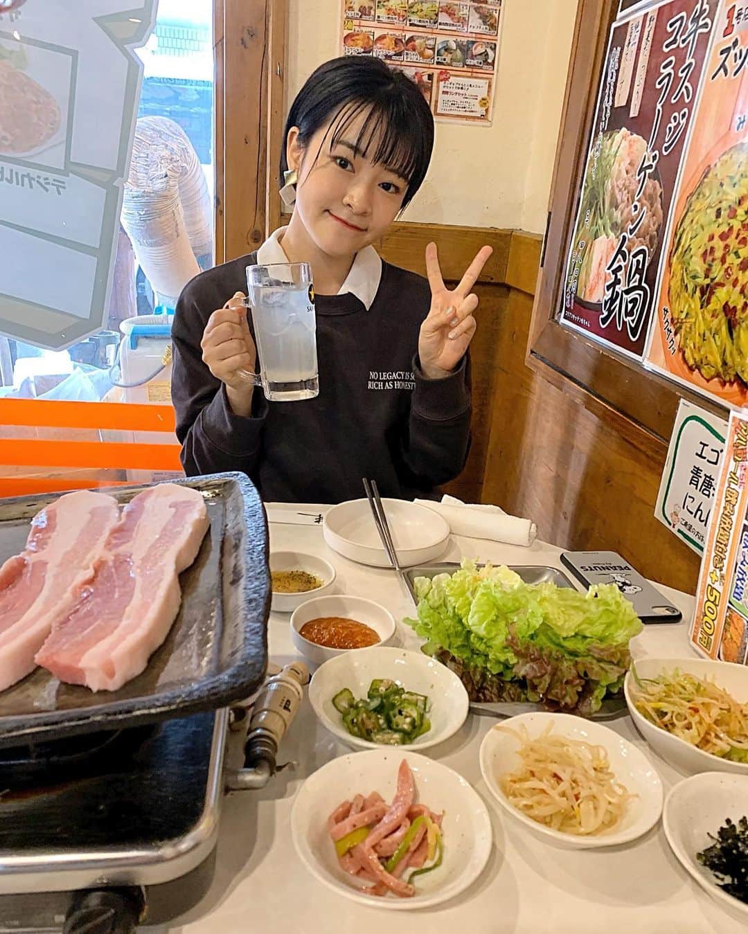のインスタグラム：「#신오쿠보 #삼겹살」