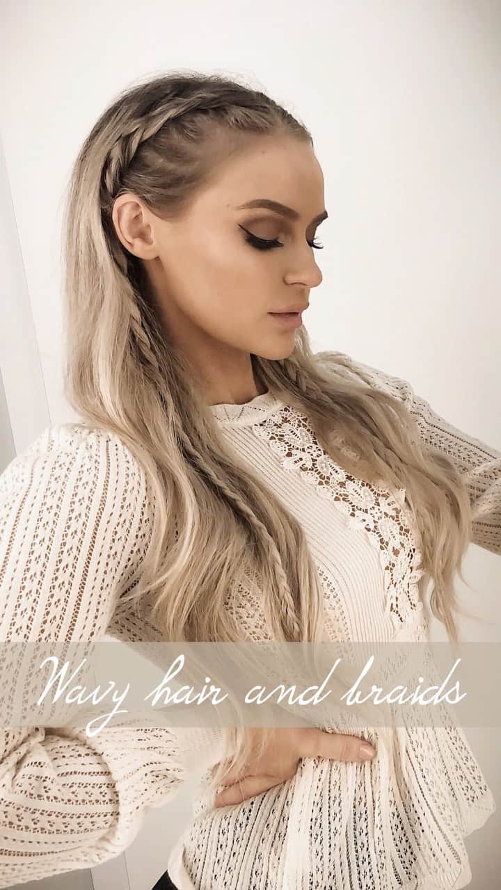 Anna Nyströmのインスタグラム：「Quick tutorial how to create this braids hairstyle. It only takes about 10 min and it is perfect for a bad hair day / or if you want to try something different for a change! I hope you like it ♥」