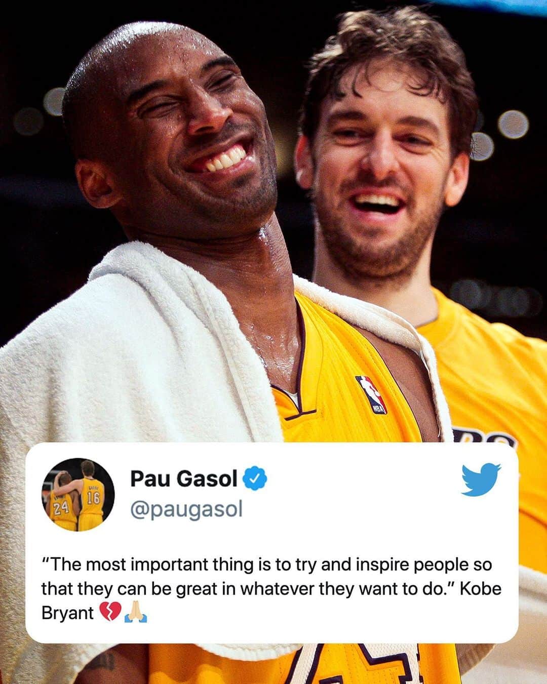 espnさんのインスタグラム写真 - (espnInstagram)「Pau Gasol shared this uplifting quote from his former teammate, and friend, Kobe Bryant.」1月31日 8時06分 - espn