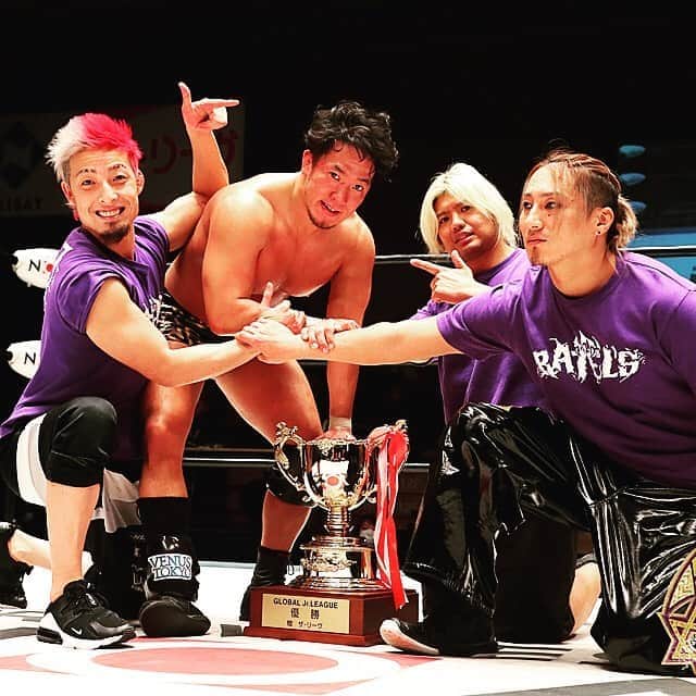 のインスタグラム：「グローバルジュニアリーグ2020、優勝しました。  本当にキツかった今年のリーグ戦、優勝出来て自信がつきました。  これからもっともっとノアジュニアを引き上げていきます。  昨日は後楽園大会ありがとうございました。  #noah_ghc  #ラーテルズ」
