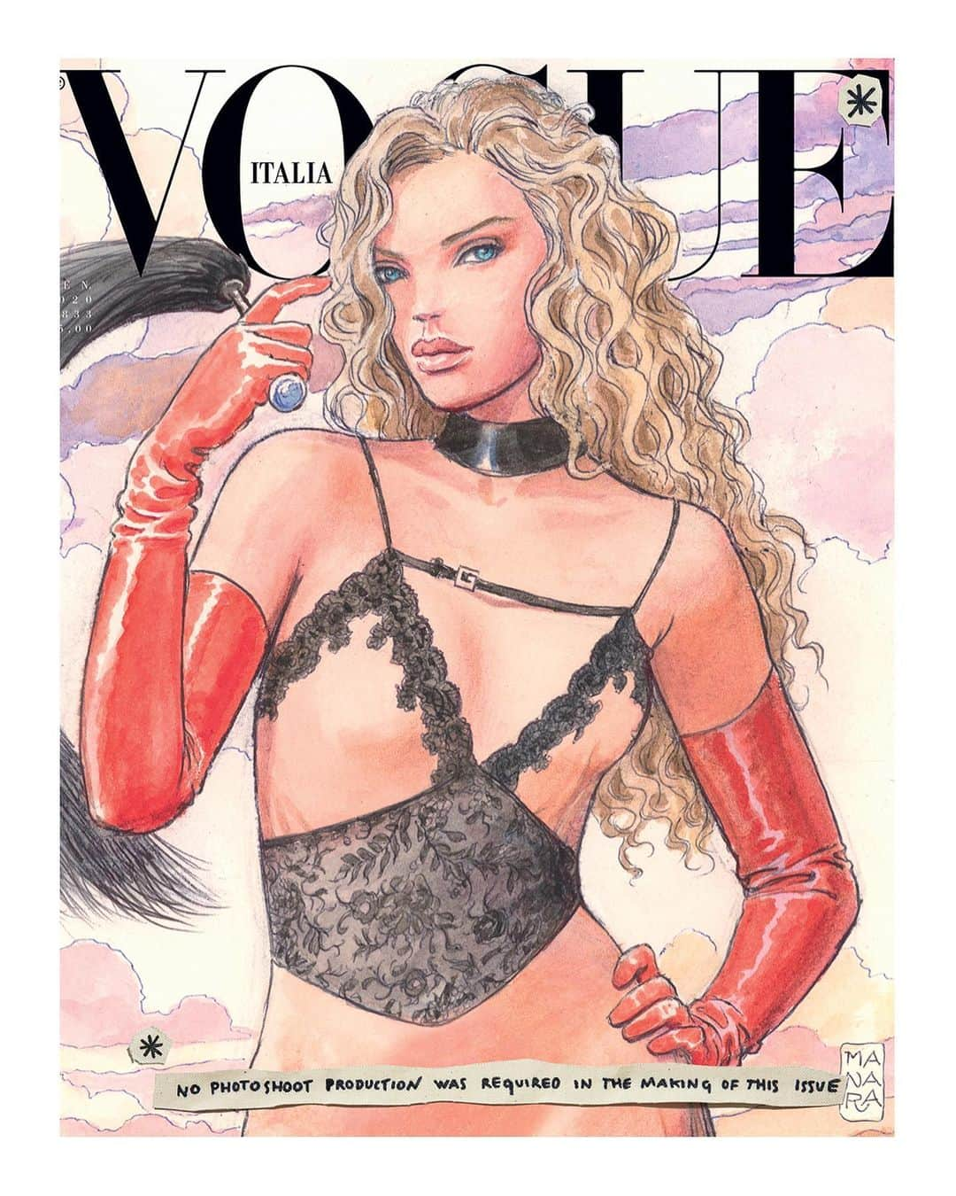 グッチさんのインスタグラム写真 - (グッチInstagram)「Looking at @VogueItalia’s January covers created by seven artists including graphic novel illustrator @MiloManara_official who spoke about his artwork featuring a lace gown with a narrow GG belt detail from the #GucciSS20 collection: “For my cover I referenced the greatest of models, Michelangelo’s David, but in female form. I wanted to recreate the same pose, the quiet pride of the victor, which is the attitude that represents femininity in our times despite male resistance”. Other covers were created by artists: @Cas_Amandaa, @Yoshitaka_Amano, @DelphineDesane @DelphineDesaneStudio, @Paolo.Ventura, @David_Salle and Vanessa Beecroft @VBuntitled. All covers feature #GucciSS20 by @alessandro_michele. #AlessandroMichele #GucciEditorials」1月7日 23時56分 - gucci