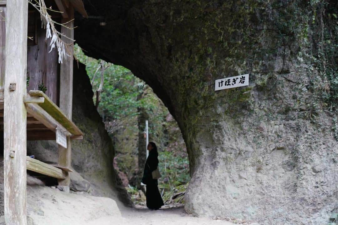 行方 久子 Hisako Namekataさんのインスタグラム写真 - (行方 久子 Hisako NamekataInstagram)「#hisakotravel 八女でお茶を購入し、ふらりと立ち寄った室山熊野神社がすごすぎた！ 365段の階段を上がり奥に進むと 写真には収まりきらない巨岩に囲まれ、 樹齢500年はくだらない大きな杉と苔たちに守られた神社が 静かにそこにありました。 完全におすすめです。 ぜひ、足を運んでいただけたら。」1月8日 10時21分 - hisakonamekata