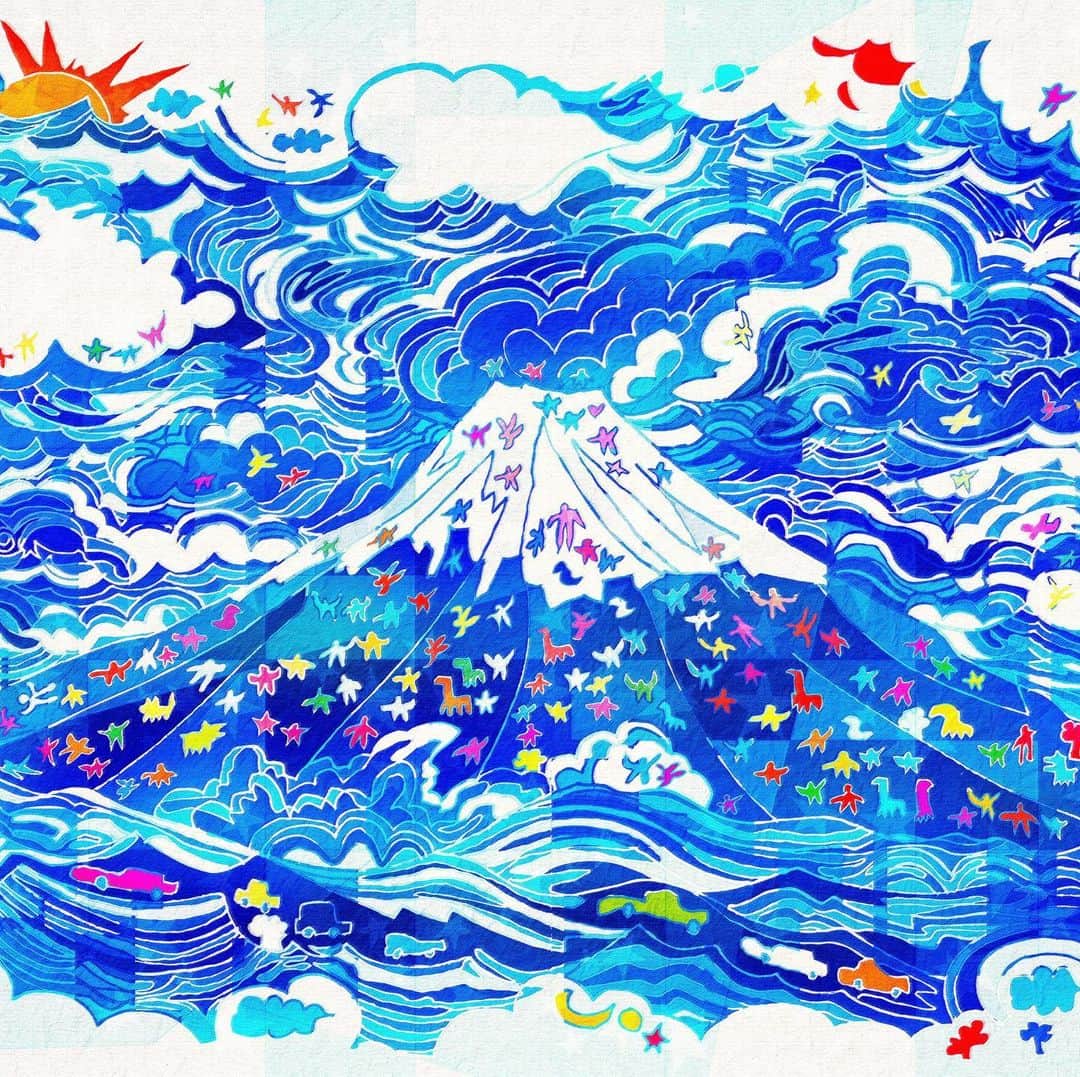 ANAのインスタグラム：「一富士🗻二鷹🦅三茄子🍆  #富士山 #縁起が良い #今年の初夢 #みんなの #夢が叶いますように #日本 #シンボル #世界文化遺産 #翼の王国 #画家 #松田光一 #アート好きな人と繋がりたい #アート #芸術 #カラフル #国内旅行 #日本の風景 #anaタビキブン #mtfuji #mountain #symbol #japan #worldheritage #koichimatsuda #art #colorful #travel #ana_jp  旅の思い出は「#anaタビキブン」をつけて投稿してね🎨インスタやANAの各メディアでご紹介していきます🌟」