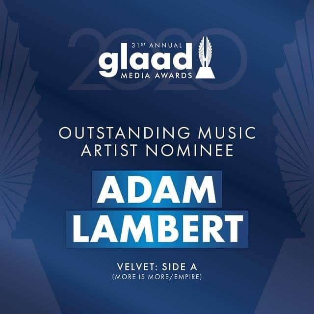 アダム・ランバートさんのインスタグラム写真 - (アダム・ランバートInstagram)「Thrilled to be nominated for the @glaad awards “Outstanding Music Artist” for #Velvet : Side A !」1月9日 7時53分 - adamlambert