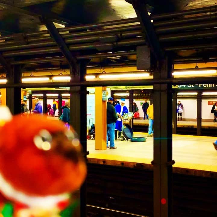 ころのインスタグラム：「ころツーリスト in #アメリカ (#ニューヨーク ) . . おはようございます😆✨✨ . ニューヨークの地下鉄の構内‼️ . 構内でいきなりパフォーマンスやってる‼️なんかニューヨークっぽくてカッコいいですね😁✨✨ . これ以外にも地下鉄の車内にいきなりラジカセ持って来て電車が動いてる駅と駅の区間無いにブレイクダンスをするおじいちゃんとかもパフォーマンスしてました❗️※あまりに急だったのでこちらは動画撮れなかったです😭 . ただ、ニューヨークが自由の街と言われるのも何となく納得出来ました😊✨✨ . ころの他の写真を見たい方はこちらから！  @koro.dottokoi .  #ころツーリスト #旅 #旅日記 #旅スタグラム #旅すたぐらむ #トラベラー #旅に出たい #旅の記録 #旅好き #旅写真 #旅行好き #旅したくなるフォト #旅フォト #マイトリ #旅行大好き #わんこ #ぬいぐるみ #ぬいどり #ぬい撮り写真部 #マイトリップ #旅の思い出 #旅の思い出 #ぬい撮り #ぬい撮りさんと繋がりたい #ぬいすたぐらむ」
